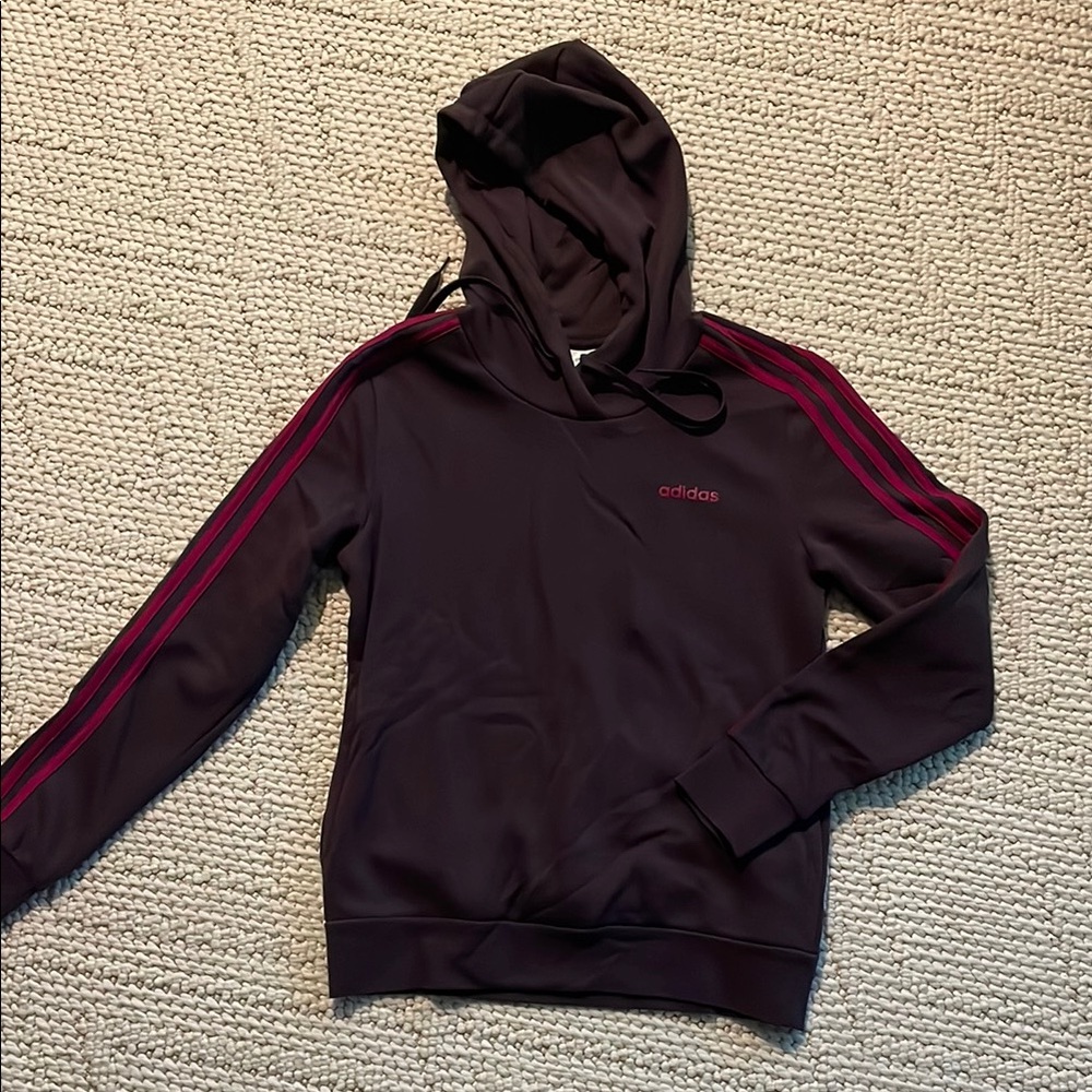 Adidas Black Hoodie with Red Stripes